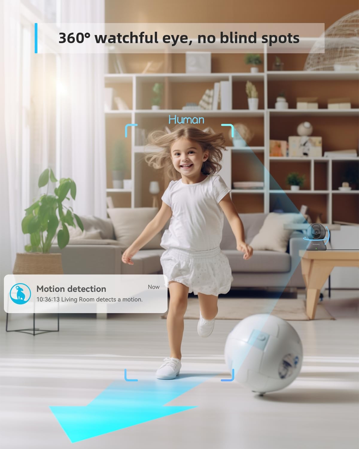 Security Camera 2k Indoor Camera 360ฐ Pet Camera For Home Security With Phone Ap
