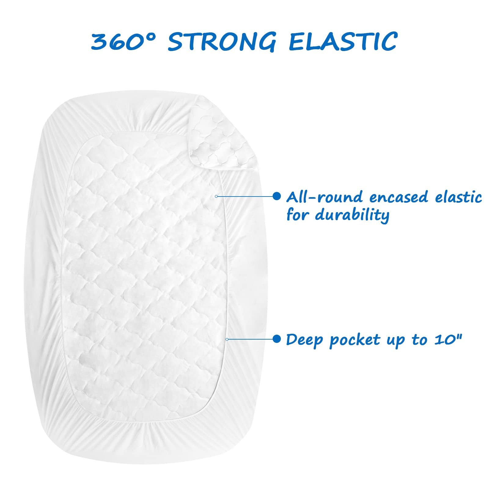 Cot Mattress Pad Protector Waterproof, Quilted Daybed 33" X 75", White