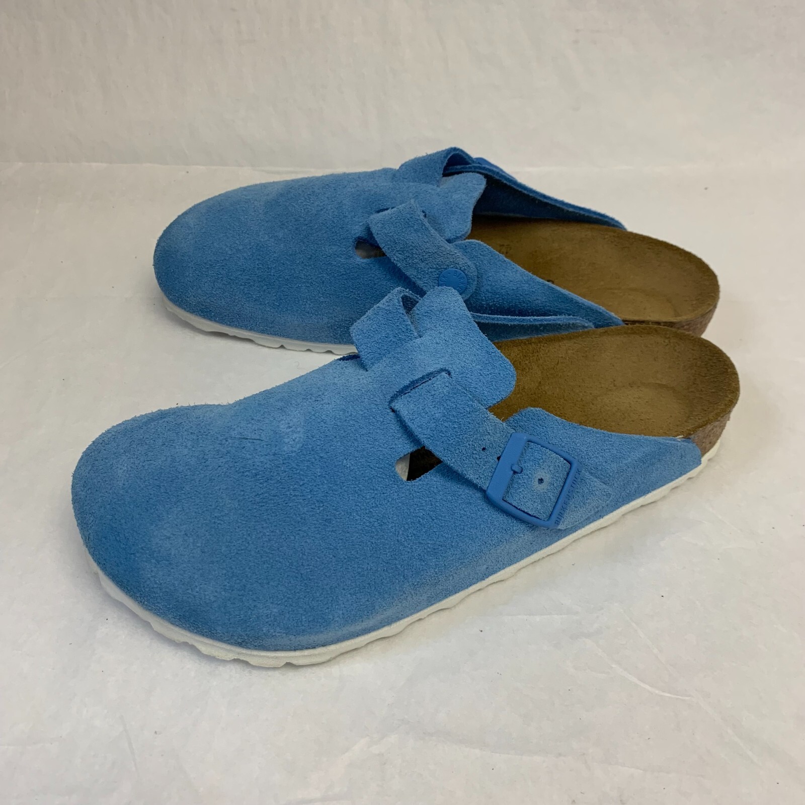 Birkenstock New w/ Box Boston Sky Blue Suede Leather Regular Width Select Size