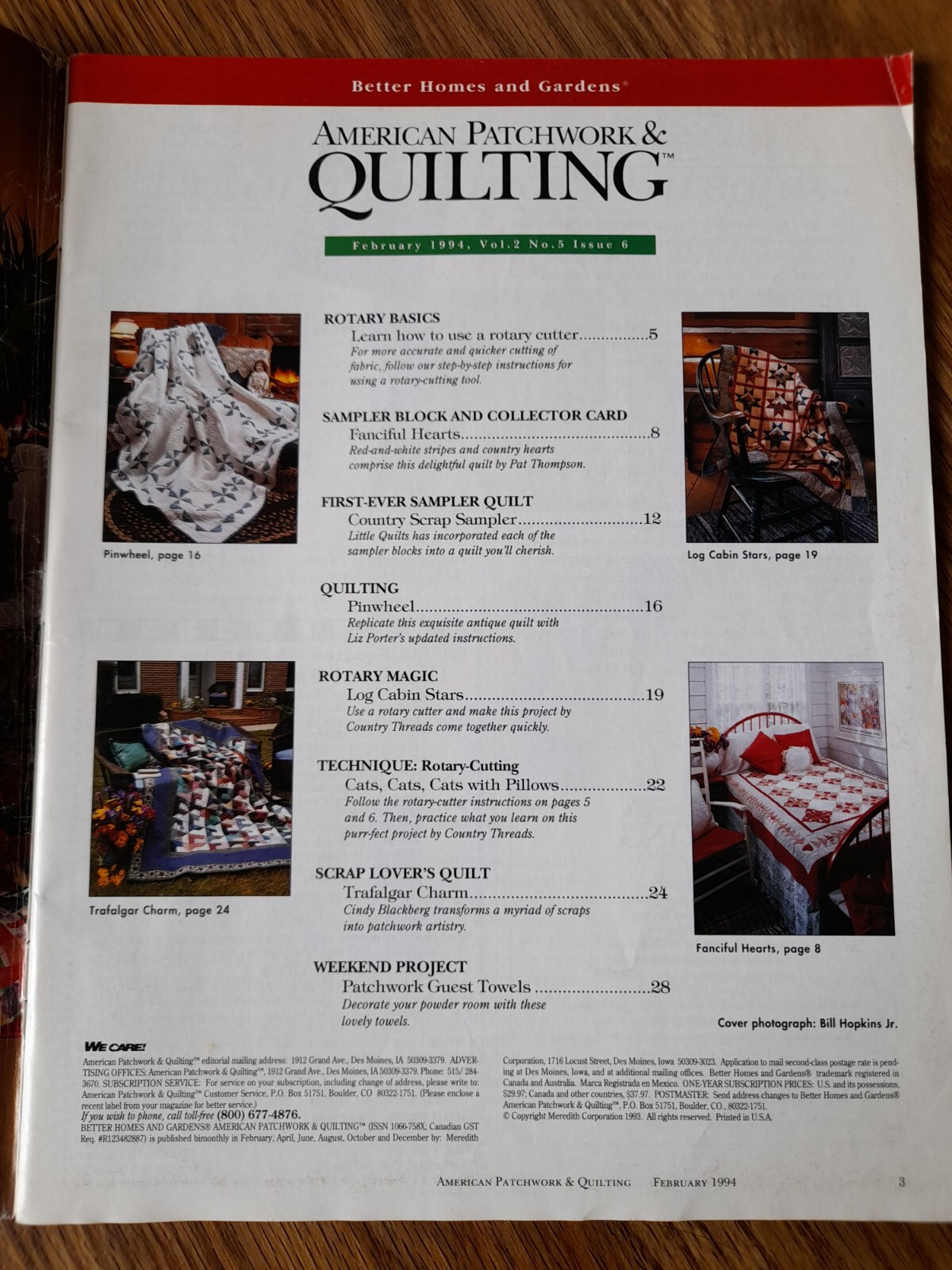 American Patchwork and Quilting Patterns Magazine Vintage Issue 6 February 1994