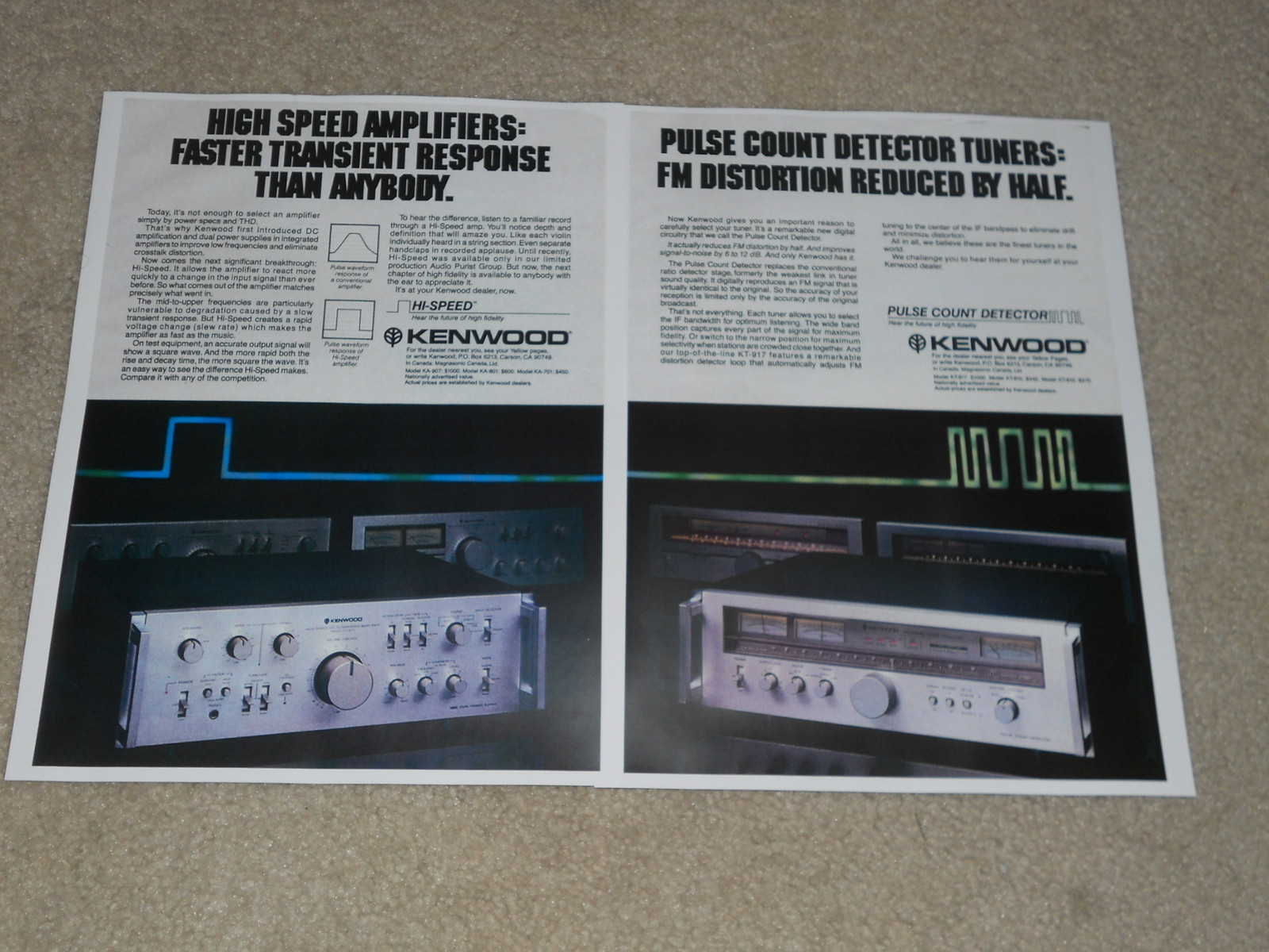 Kenwood 1977 2 page Ad, KA-907 Amplifier, KT-917 Tuner, Articles, Info