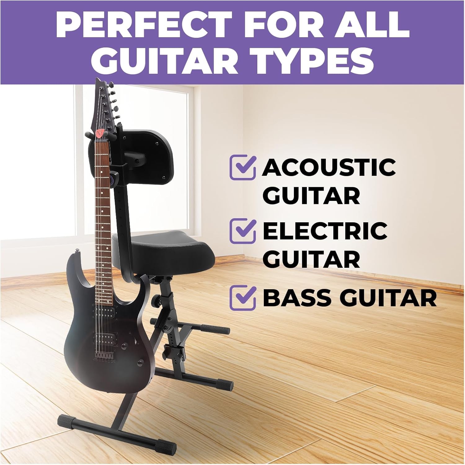 Guitar Stool with Backrest and Guitar Stand
