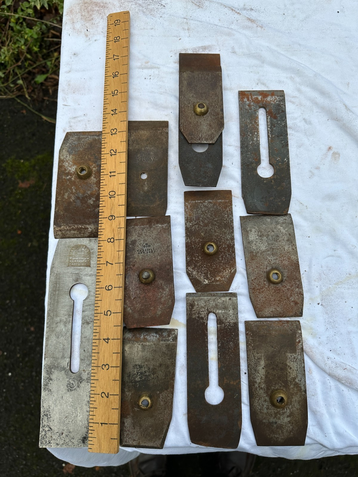 Large Lot of Marples Smoothing Plane Cutters & Back Plates