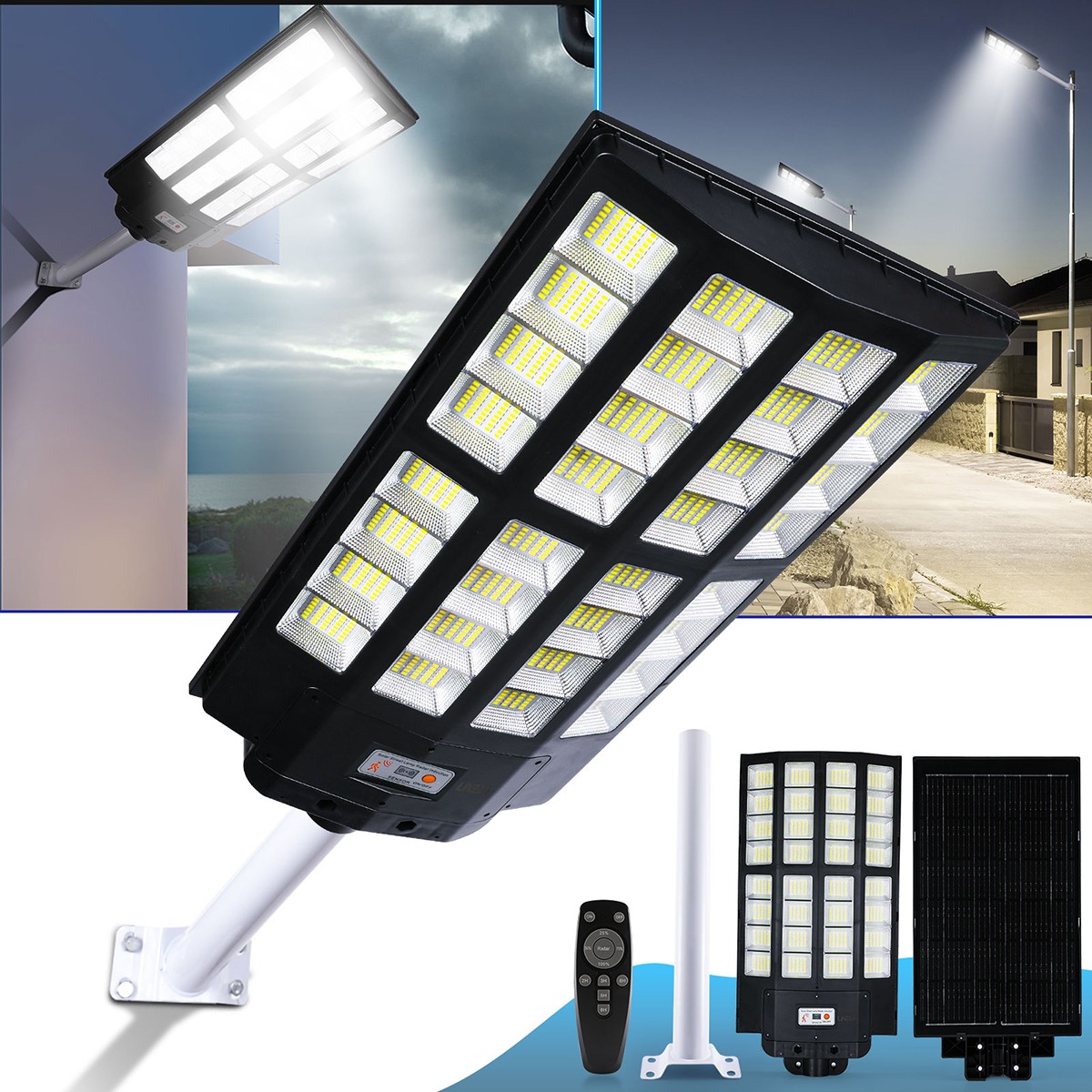 20000000LM Commercial Solar Street Light Outdoor Dusk to Dawn Solar Super Bright
