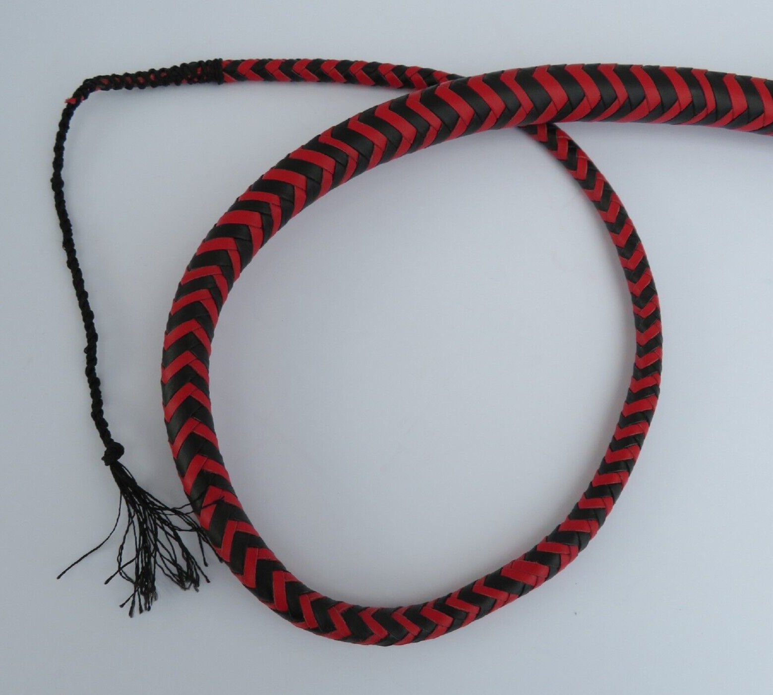 Leather Single Tail, 36" Black & Red Single Tail Unisex Handcrafted USA