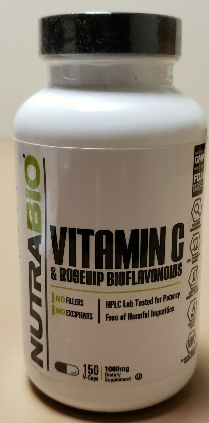 NUTRABIO - Vitamin C & Rosehip Bioflavonoids - 150 V-Caps - Expires 10/2027