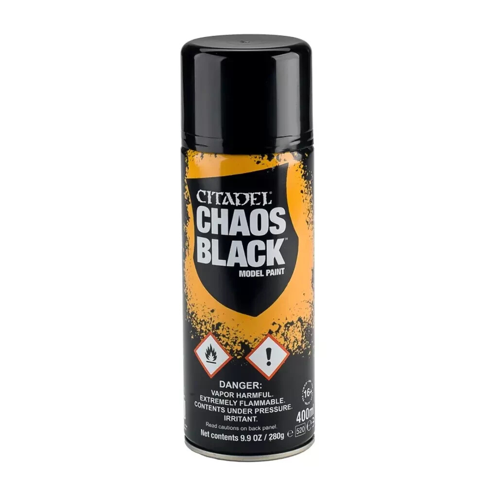 Citadel Spray Paint Chaos Black, Wraith Bone, Corax White, Grey Seer, White Scar