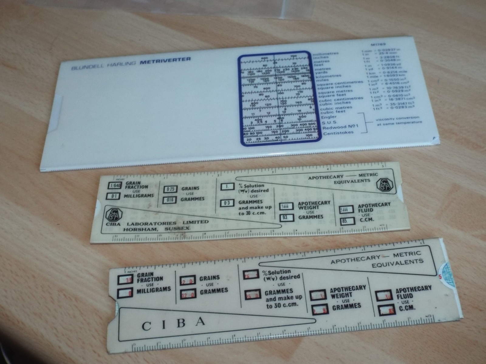 Blundell Harling M1769 Metriverter & 2 x Apothecary Metric Equivalents Rulers