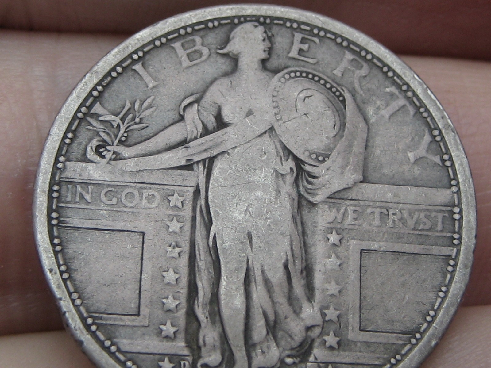 1917 D Standing Liberty Quarter, Variety 1, Type 1, Denver, Fine/VF Details