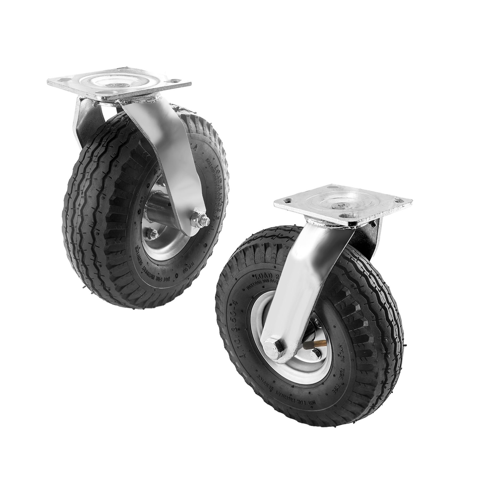 (2 Pack) RRQ 10 Inch Caster Wheels, Pneumatic Swivel Caster Wheels with Zinc ...