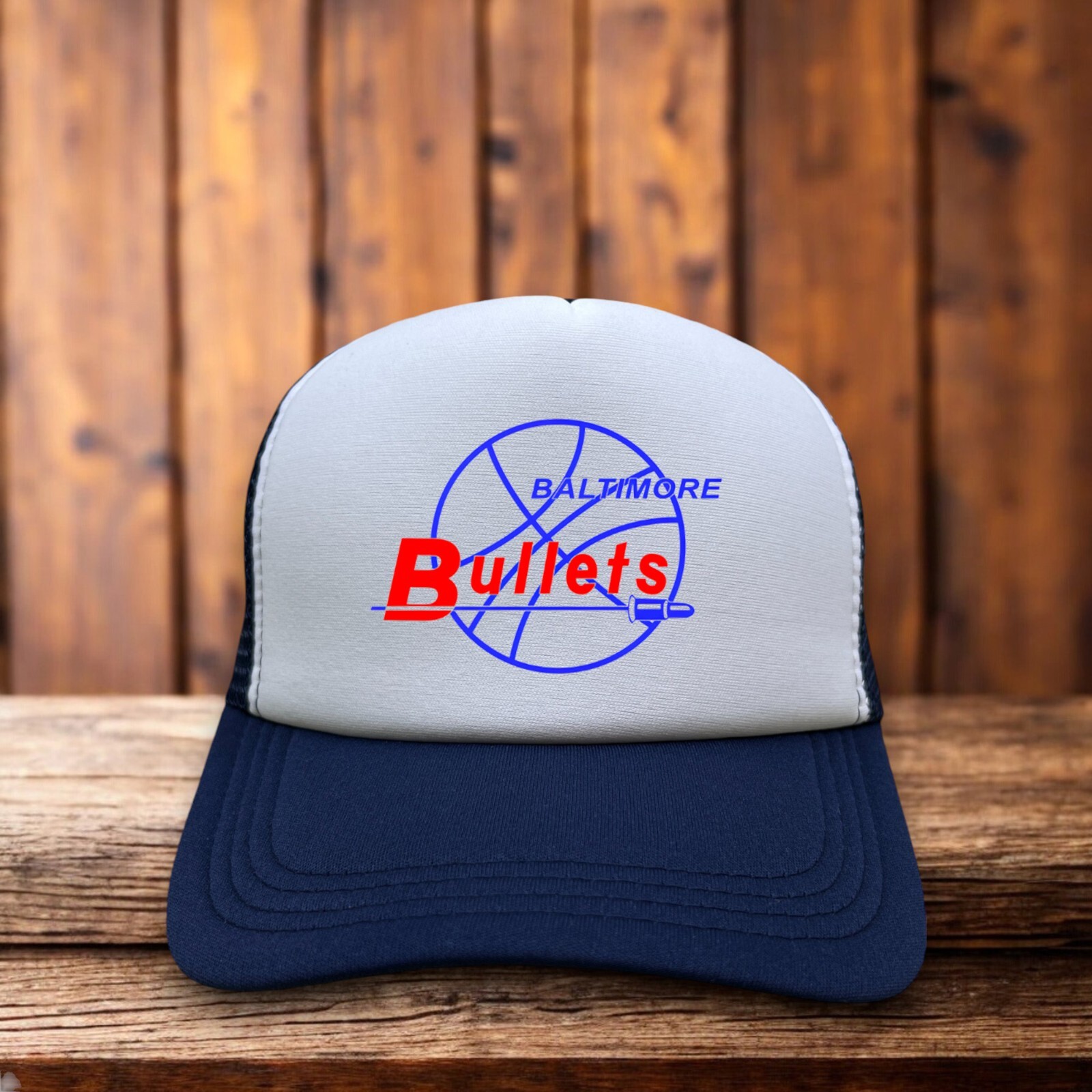 Defunct Baltimore Bullets Mens Trucker Hat Navy Snapback NBA Basketball Cap