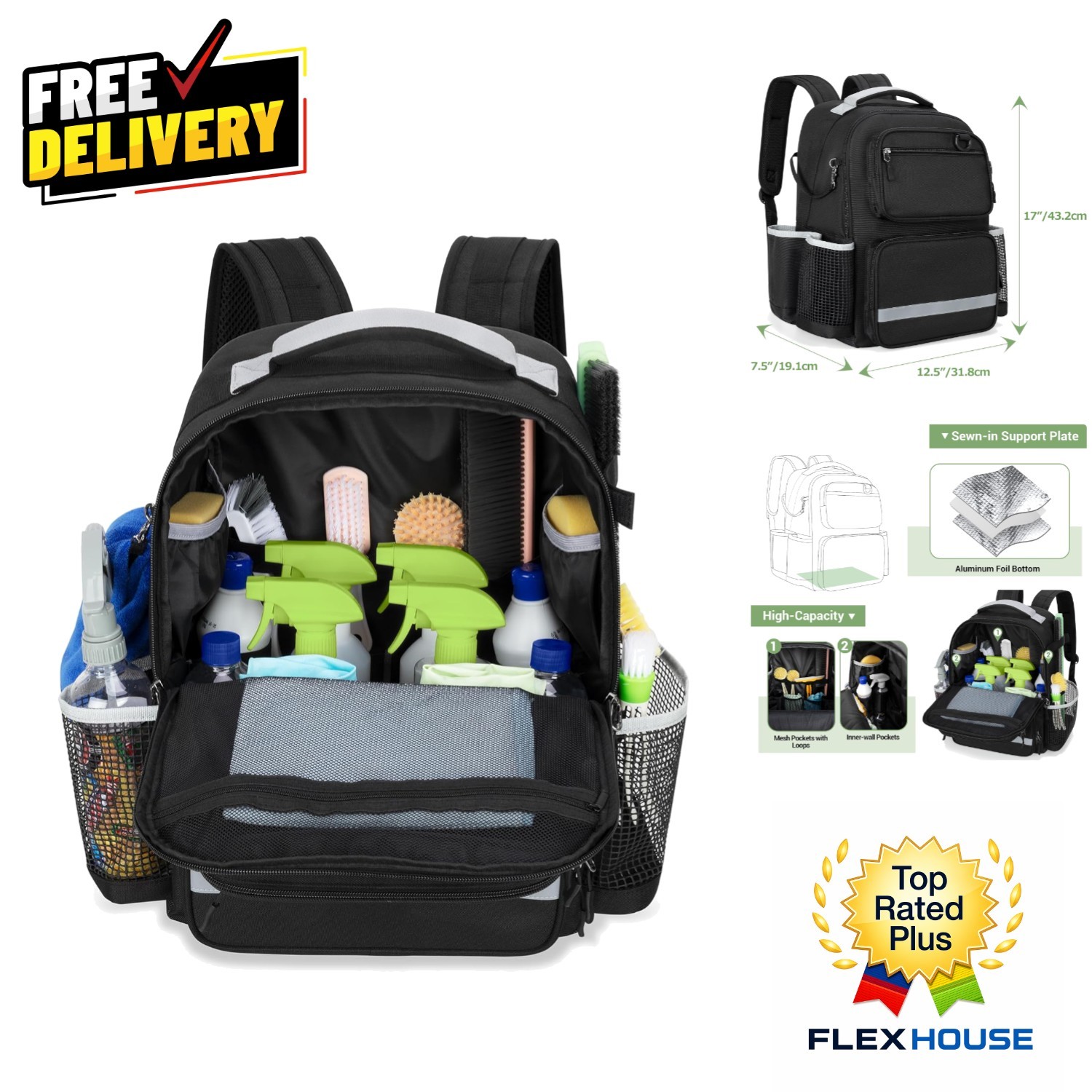 Waterproof Cleaning Backpack with Multiple Pockets for Efficient Organization
