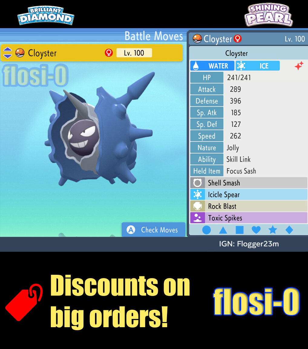 6IV Shiny Cloyster Pokemon Brilliant Diamond and Shining Pearl