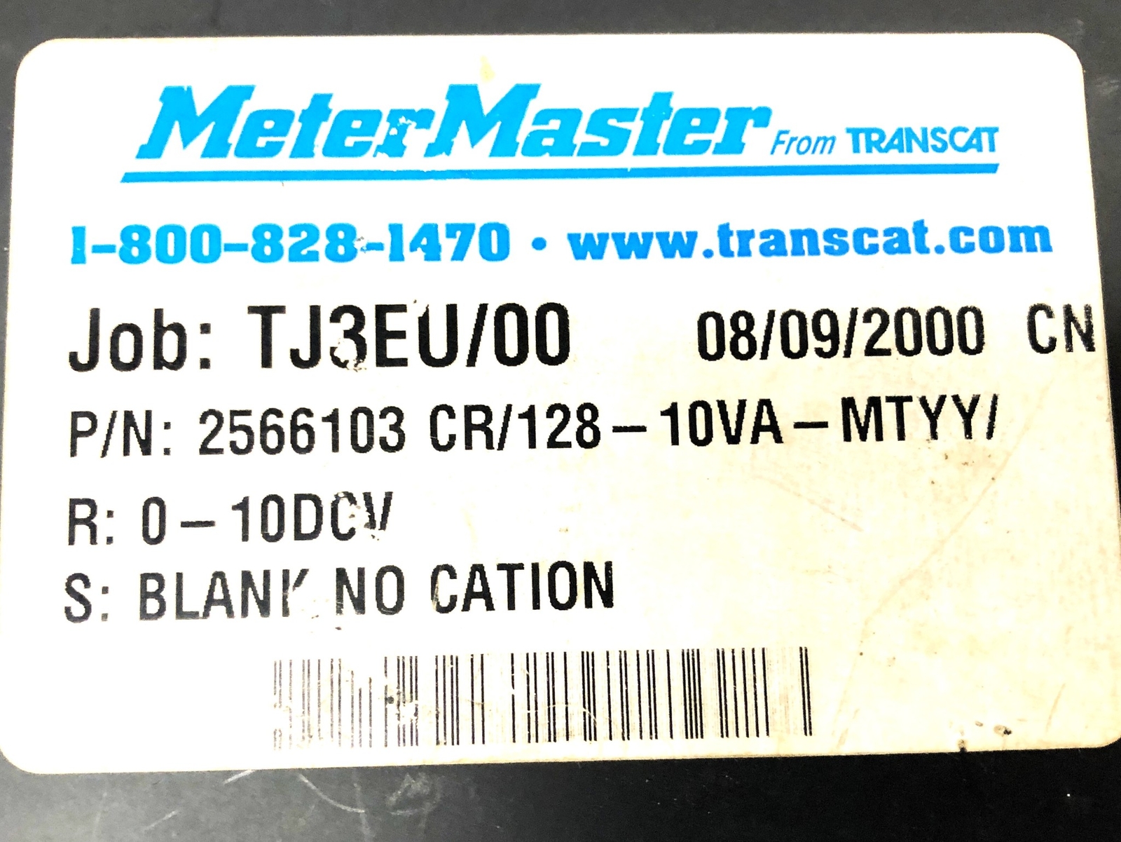 Transcat MeterMaster Blank Height Meter 0-10VDC Analog 2566103 NOS