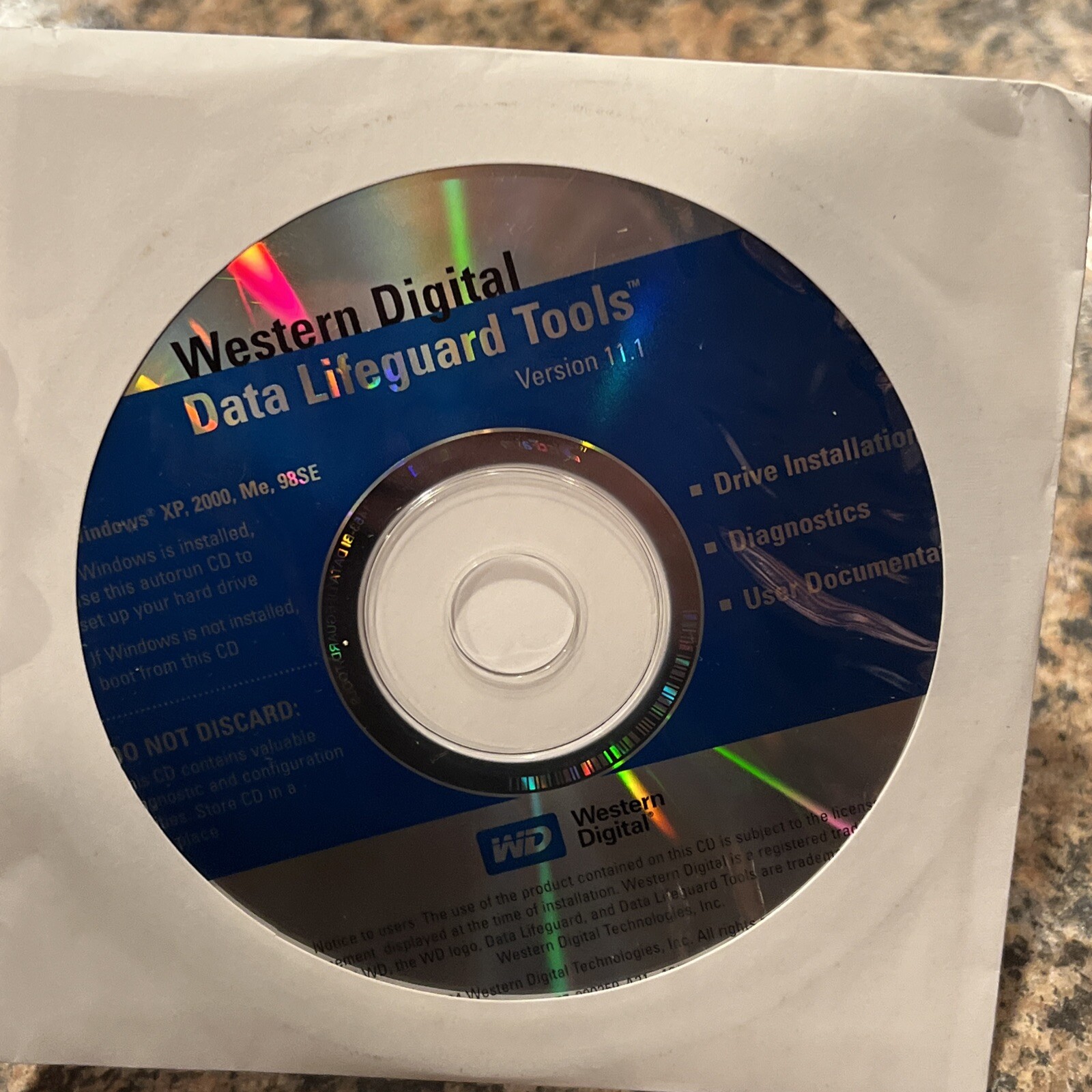 Western Digital Data LifeGuard Tools Version 11.0 CD 2000 VERY GOOD PLUS
