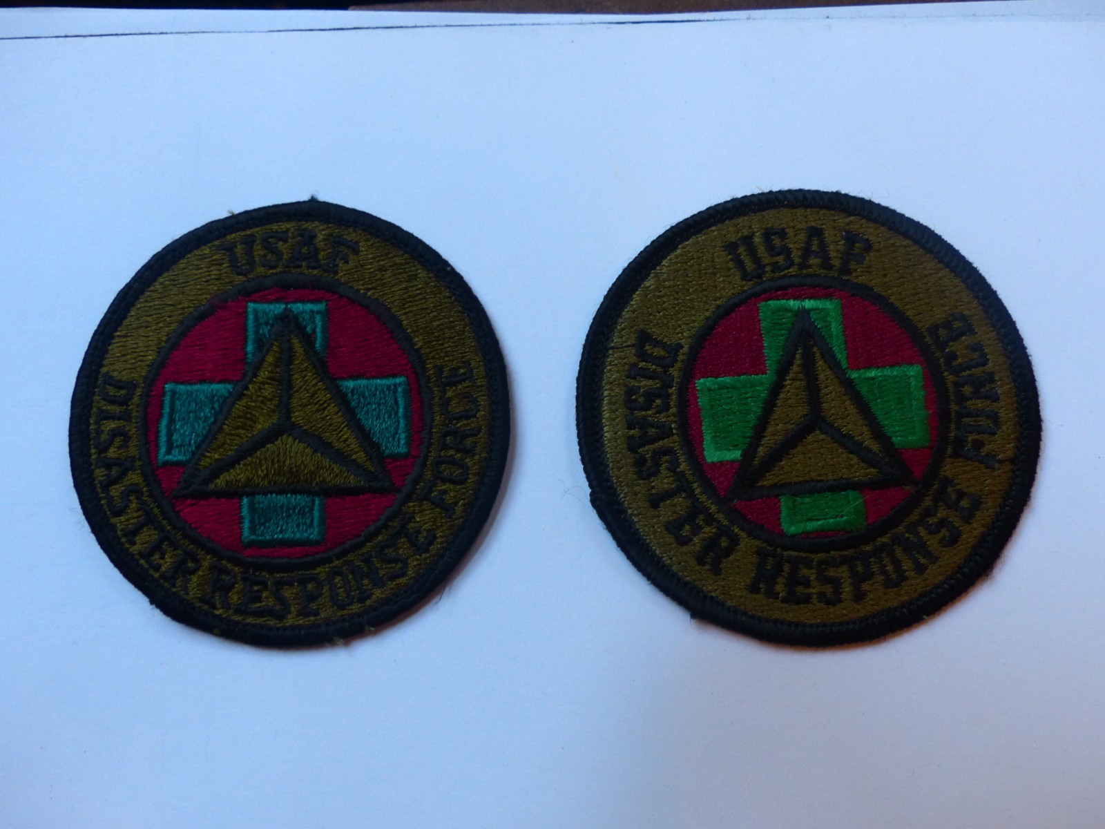 2 Diff. Varieties Used Vintage USAF Disaster Response Force US Military Patches