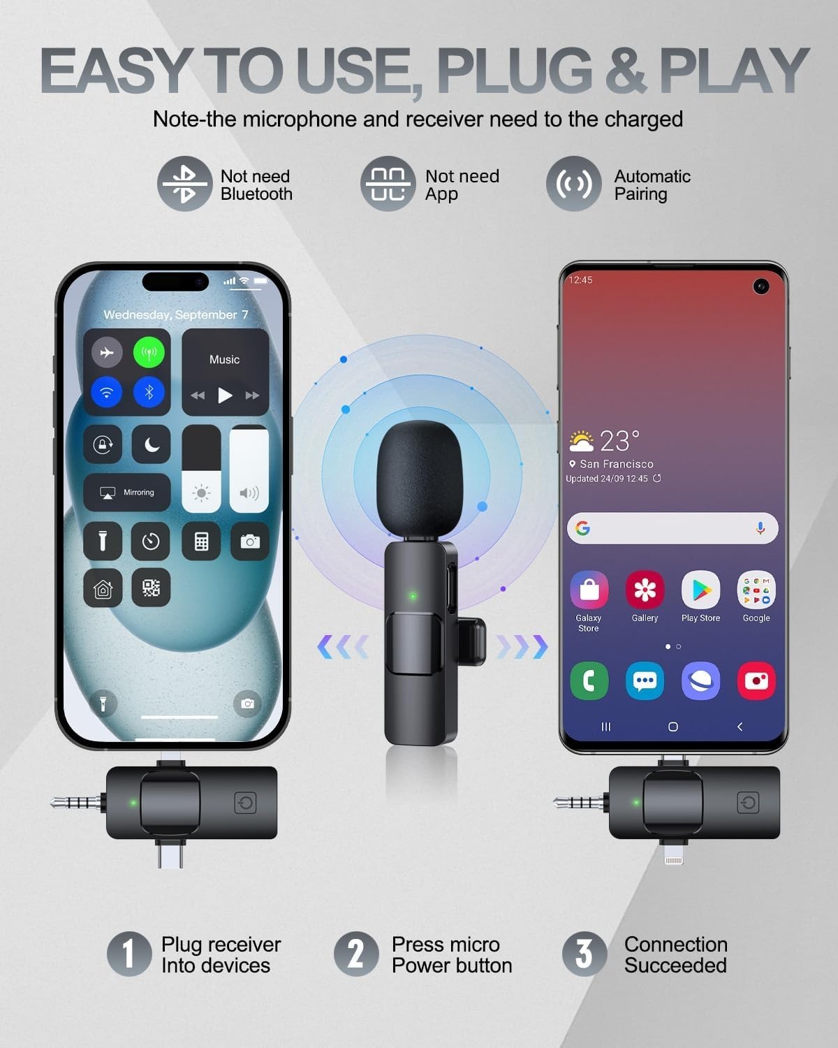 Dual Wireless Lavalier Microphone - Easy Setup & Enhanced Sound Quality – Black