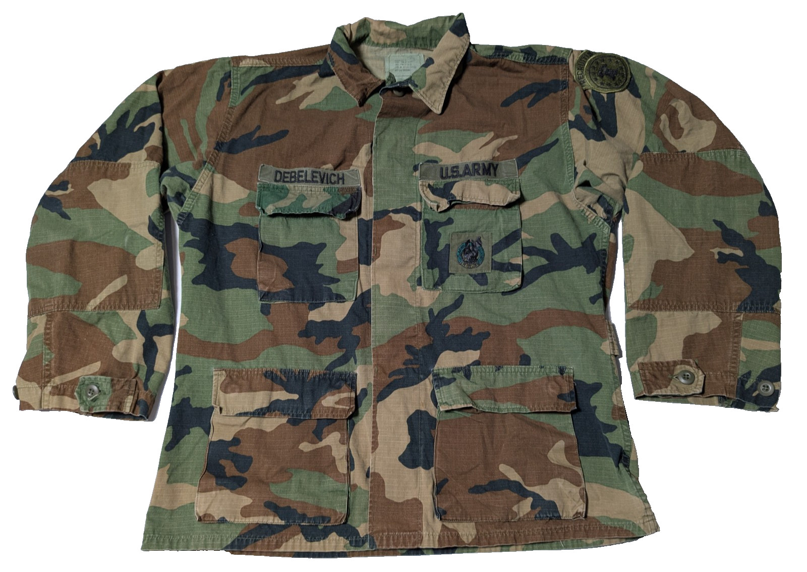 VTG 80s US ARMY RECRUTER  Medium Regular Woodland Camo Hot Weather Combat Coat