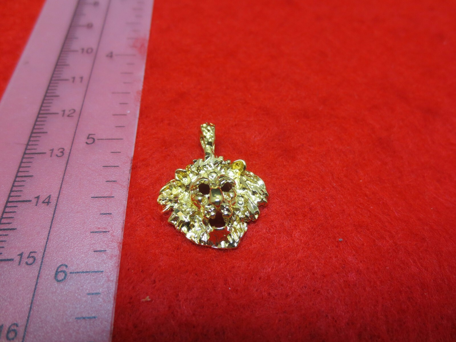 14KT GOLD EP LION HEAD 3D CHARM - 2138