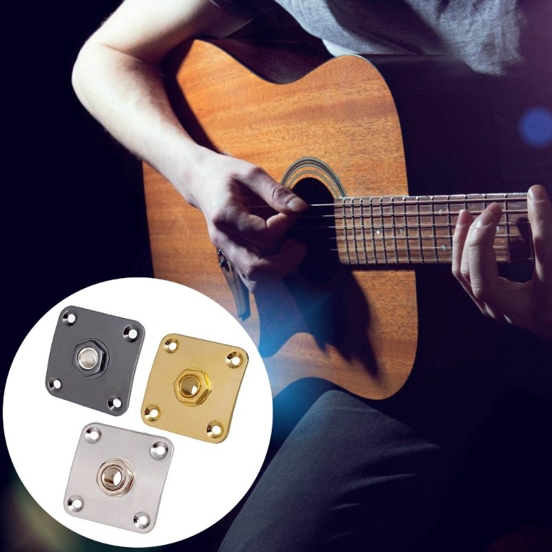 Square Metal Guitar Output Jacks Base With 4 Mounting Screws For Easy