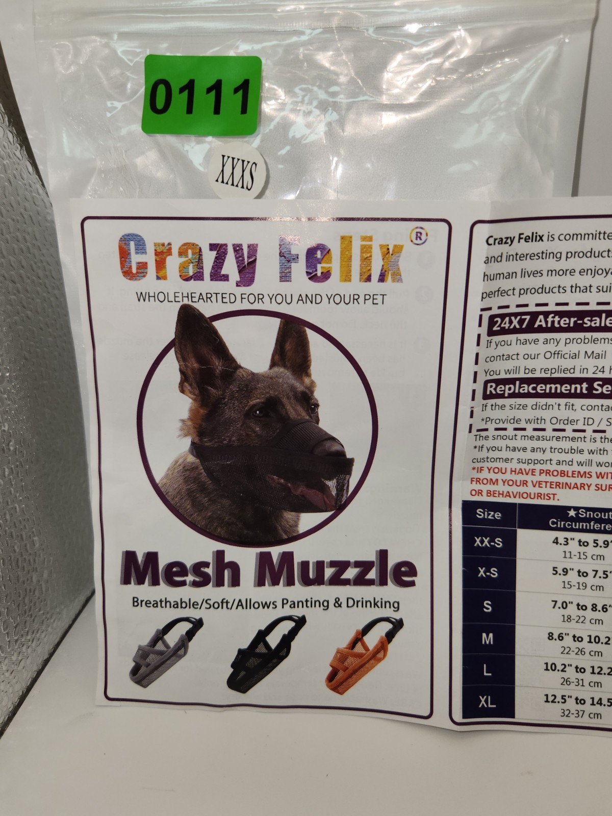 NWT Crazy Felix Mesh Muzzle Size XXXS Blue