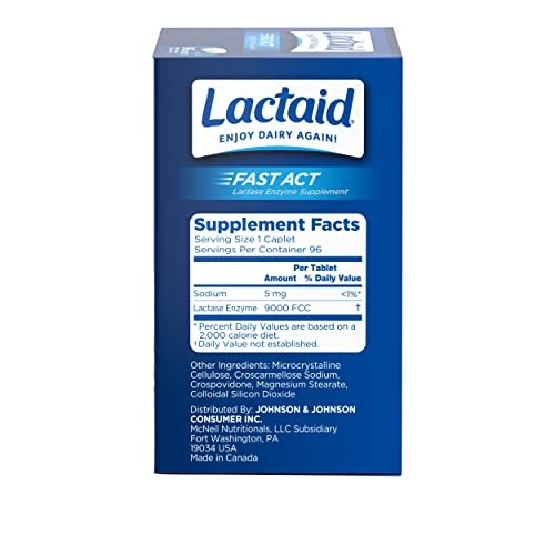 Lactaid Fast Act Lactose Intolerance Caplets w/ Lactase Enzyme - 96 Count