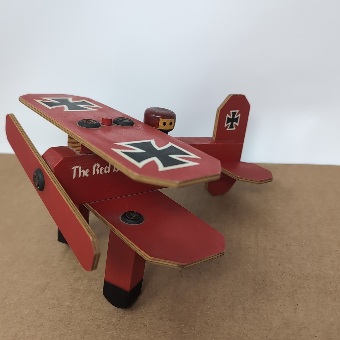 The Red Baron -  Ron Fuller Toys - Wooden Red Hand-painted Plane