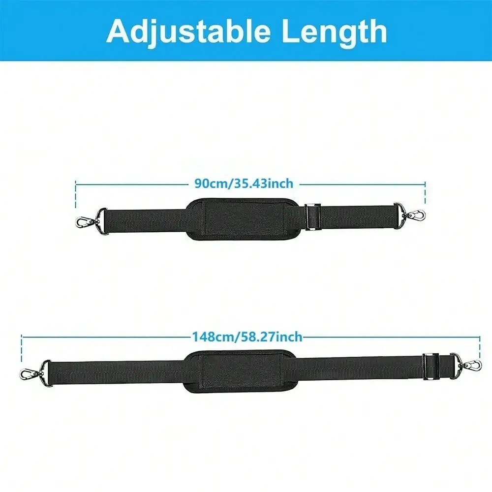 56-Inch Adjustable Thick Soft Universal Replacement Shoulder Strap, Black
