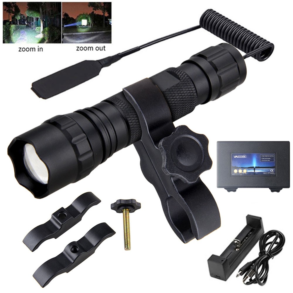 Strong Mounted Light 8000Yard LED Flashlight Torch Rechargeable with Scope Mount