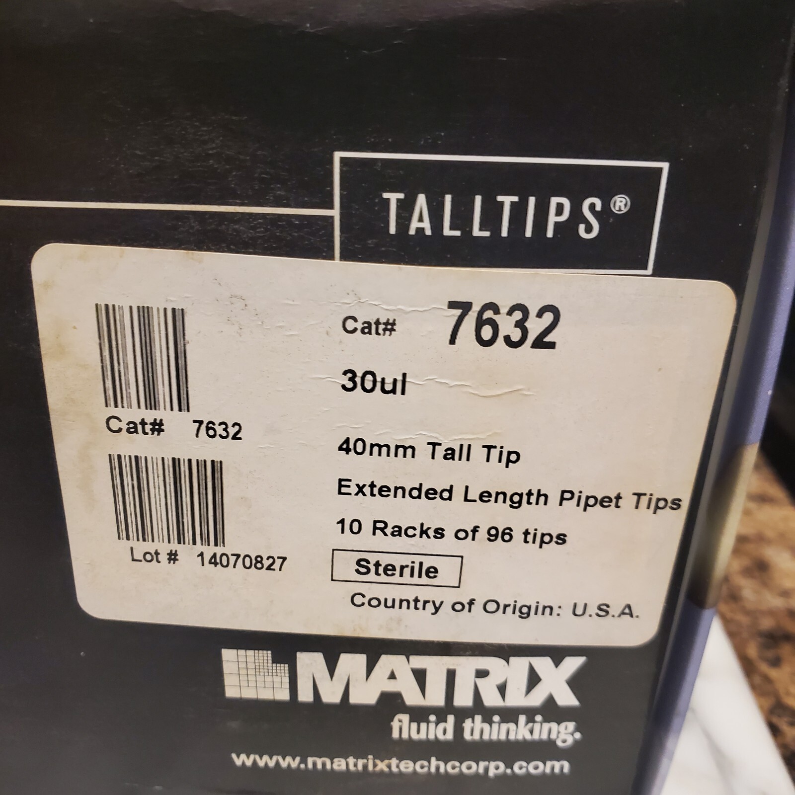 THERMO Matrix Pipette Sterile Tall Tip 7632 30ul 40mm 10 Racks 960 Total Tips