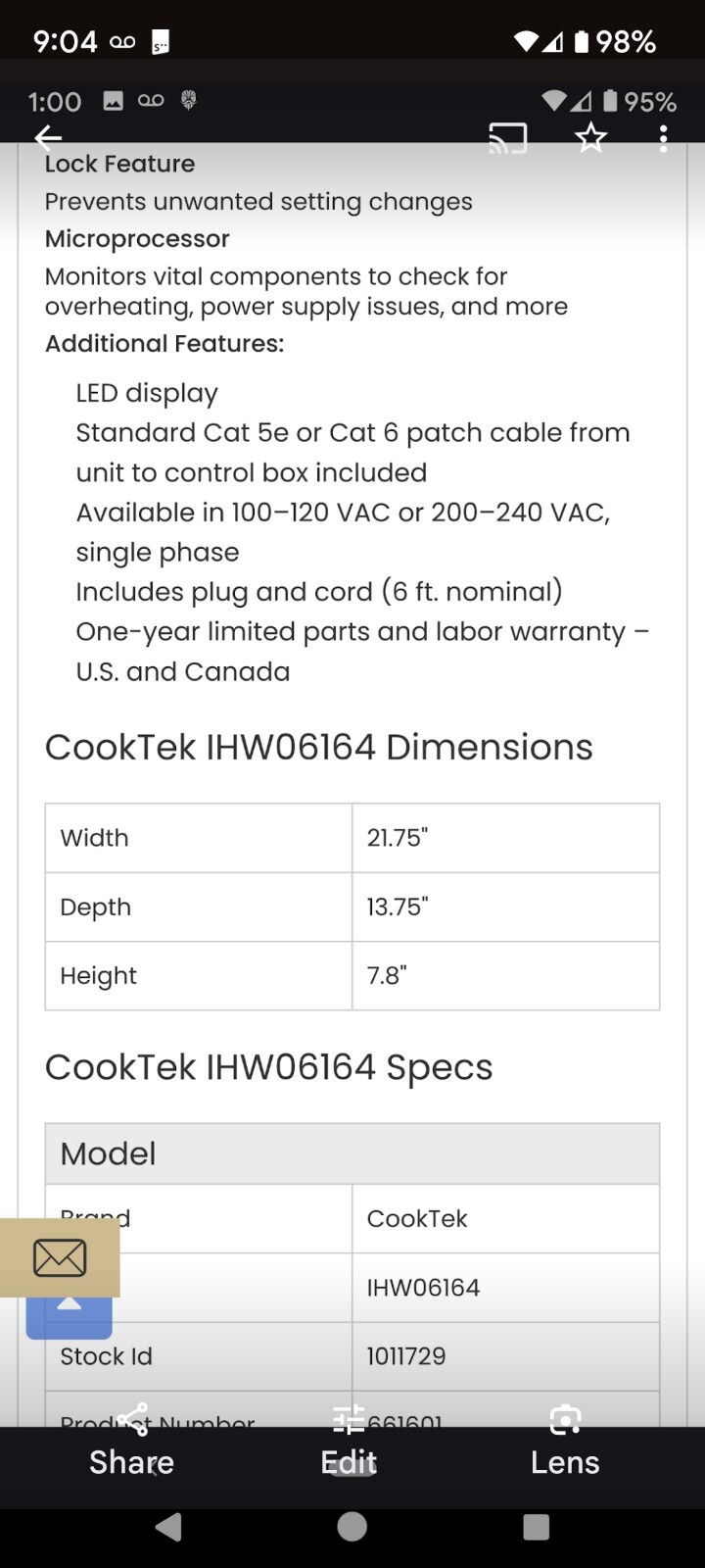 CookTek Induction Warmer