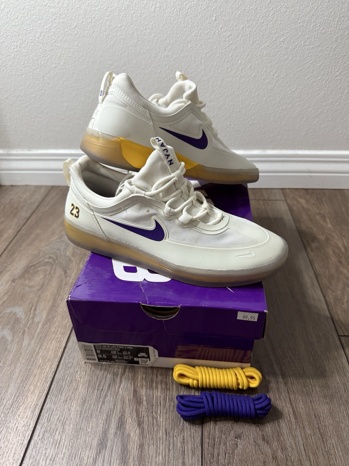 Nike SB Nyjah Free 2 NBA Summit White Court Purple NBA Skateboarding Shoes M8