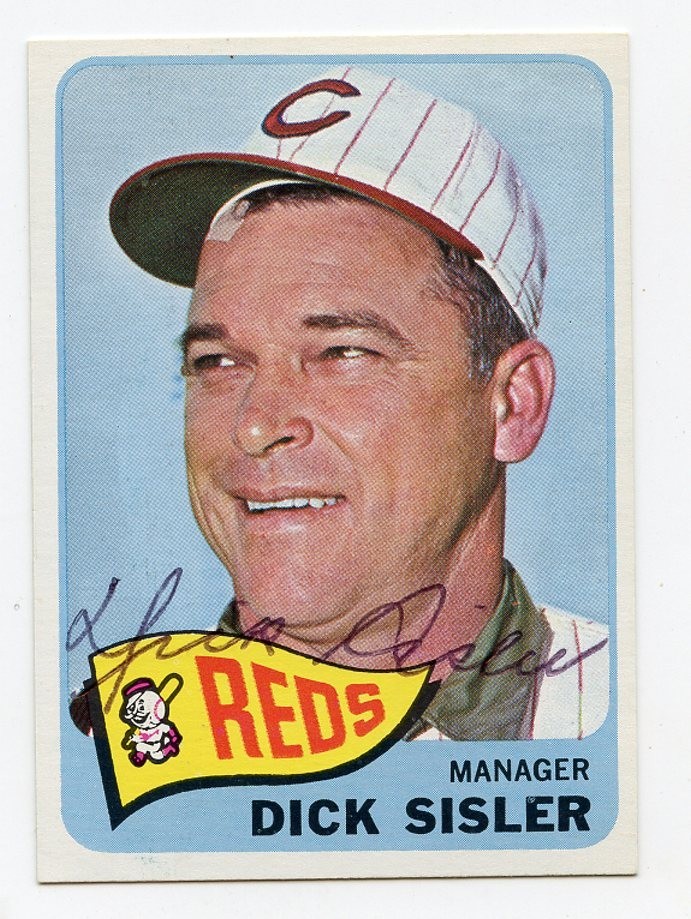 DICK SISLER  Signed 1965 Topps #158 NM-MT NICE!  Reds  Guaranteed Authentic KOA