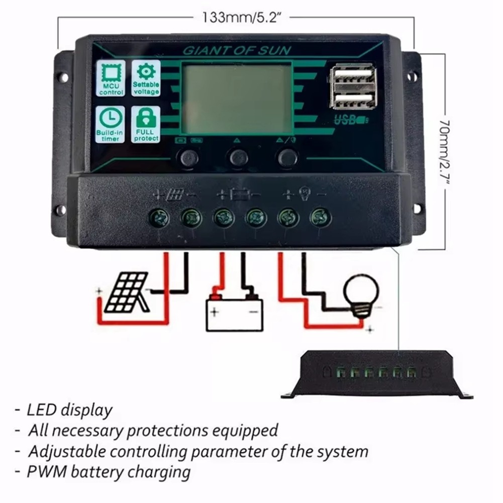 Solar Controller 12V 24V Solar Panel PV Controller for Lifepo4 Lithium GEL8365