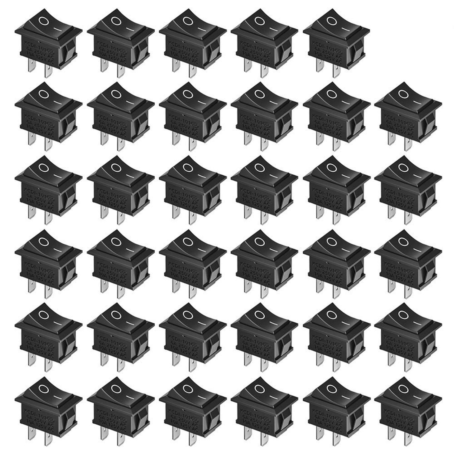 GTIWUNG On/Off Rocker Switch, 2 Pin SPST, Black, 35Pcs