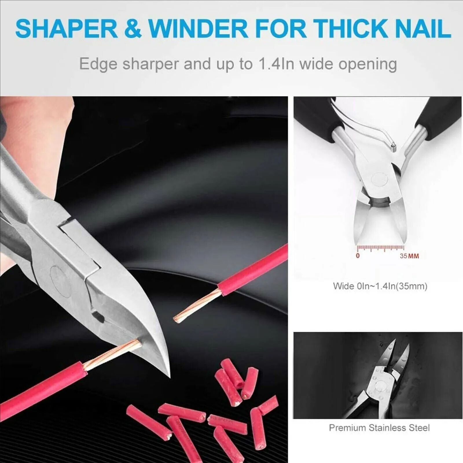 2PCS Stainless Professional Extra Large Toenail Clippers for Heavy Duty Toe Nail