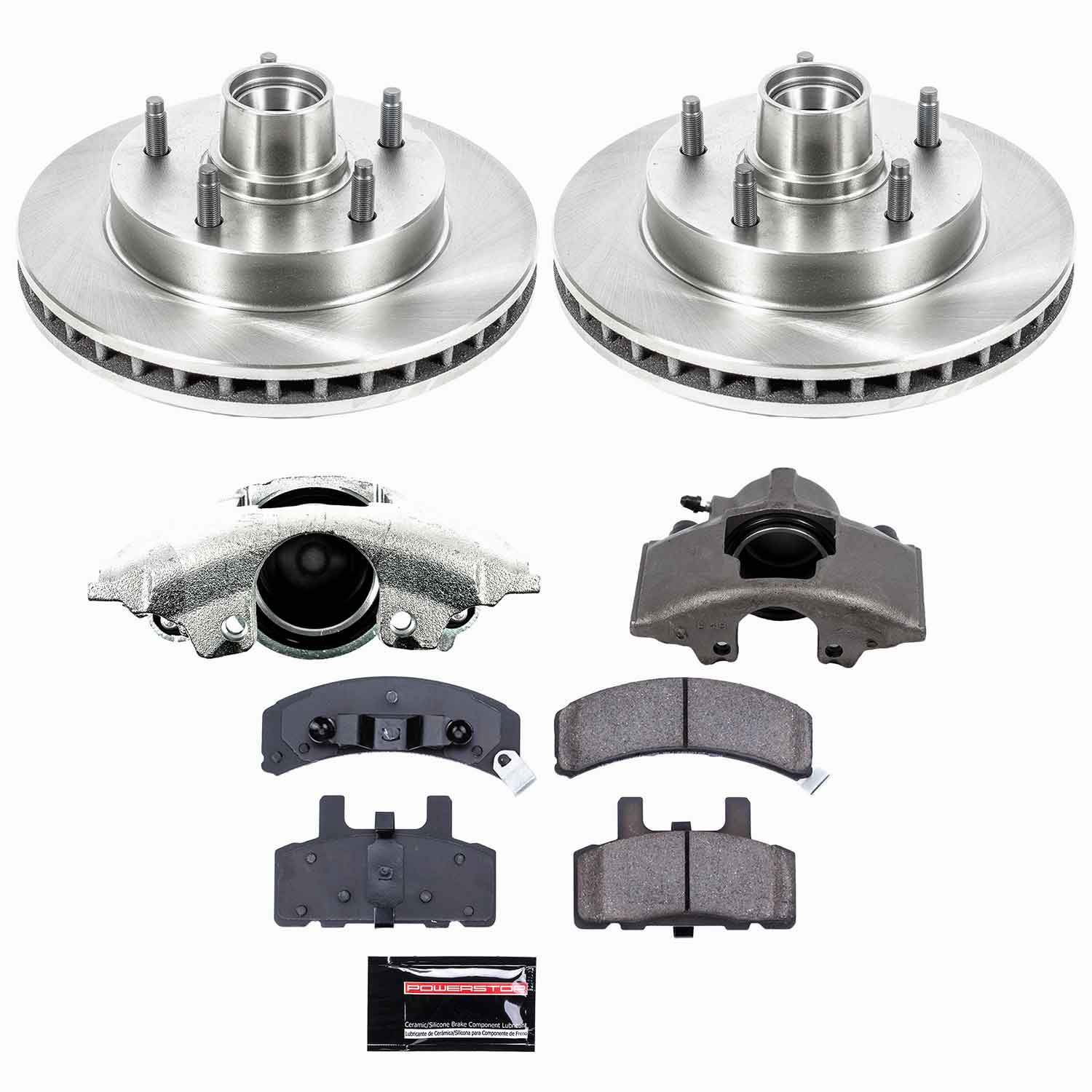 PowerStop OE Stock Replacement Low-Dust Ceramic Brake Pad, Rotor and Caliper Kit