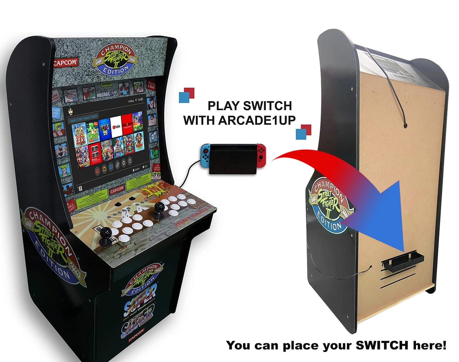 Switch Fighting Stick for Arcade1Up Cabinet & Cabinet Back Mount for Switch, ...