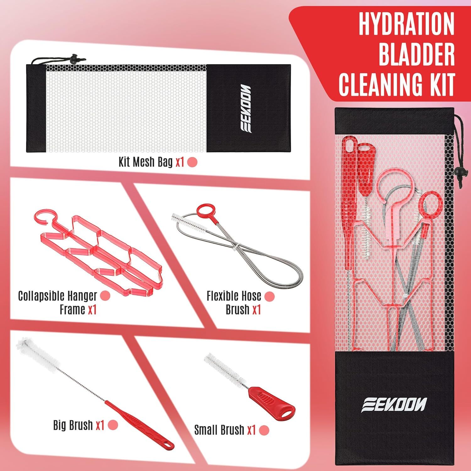 Hydration Bladder Cleaning Kit, Water Bladders Cleaner Set Includes 3 Brushes