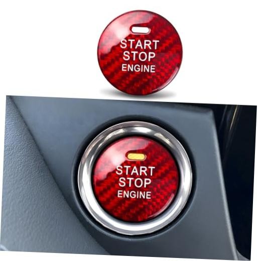 Real Carbon Fiber Push Start Button Cover Fit for Mazda 3 6 CX-5 CX-9 MX-5 Red