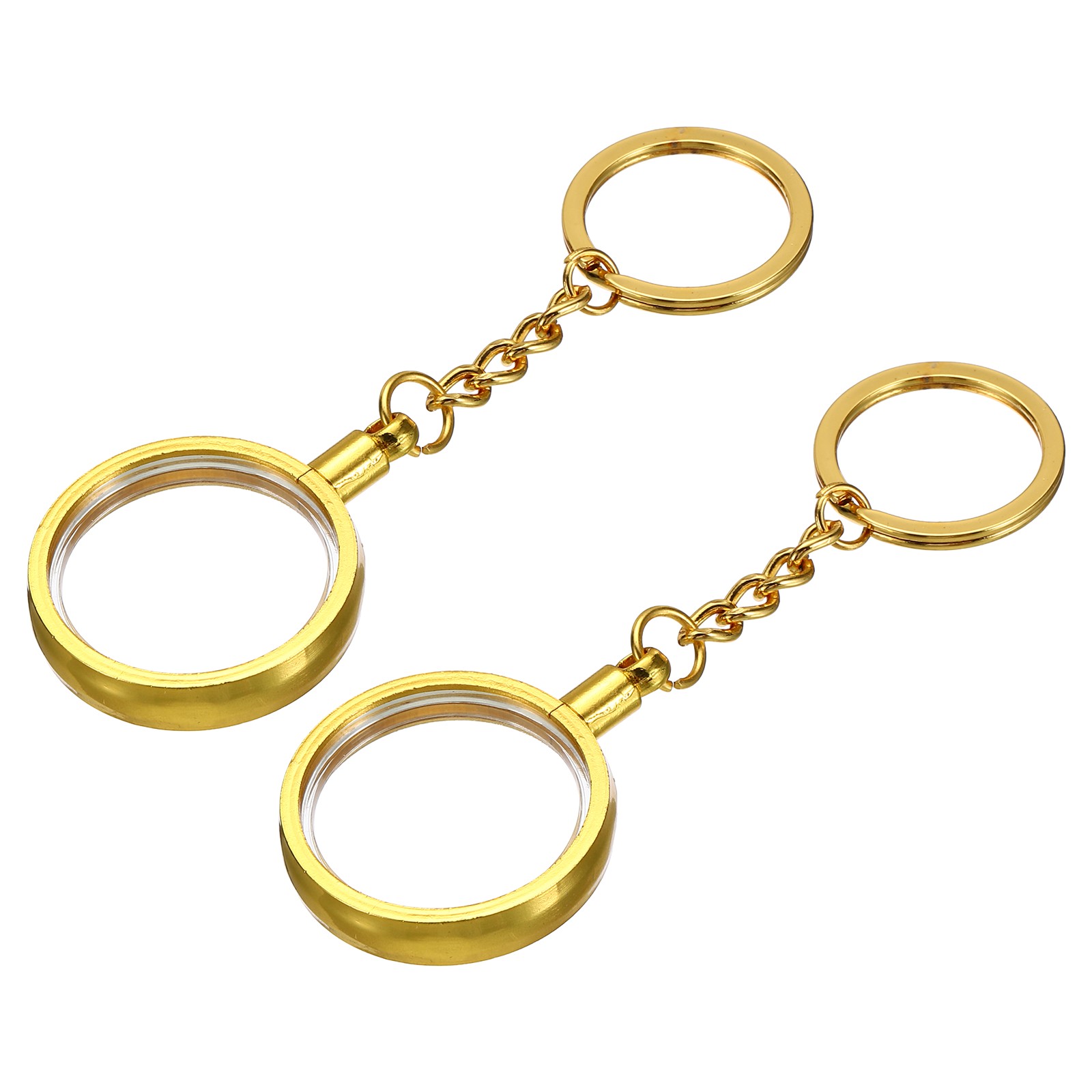 30mm Metal Coin Holder Keychain, 2Pcs Coin Case with Key Ring, Golden