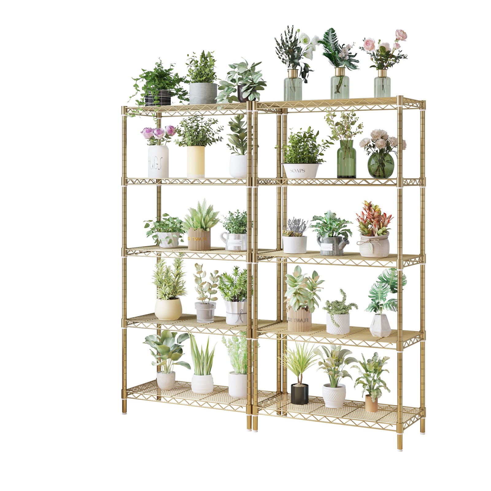 five-layer display stand without wheels with adjustable feet