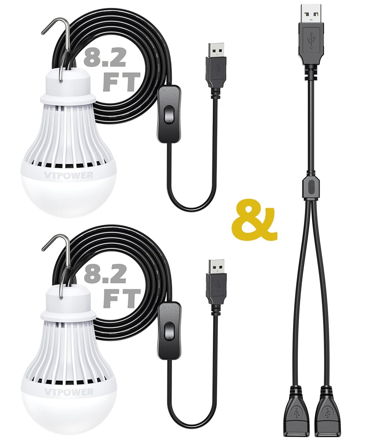 2 Pack USB LED Camping Light 5W, Portable LED Bulb for Garage Warehouse Car T...