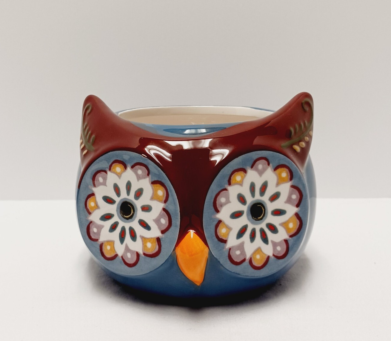 Cracker Barrel Exclusive Ceramic/Porcelain Owl Planter Signed Lori Siebert 4"x5"