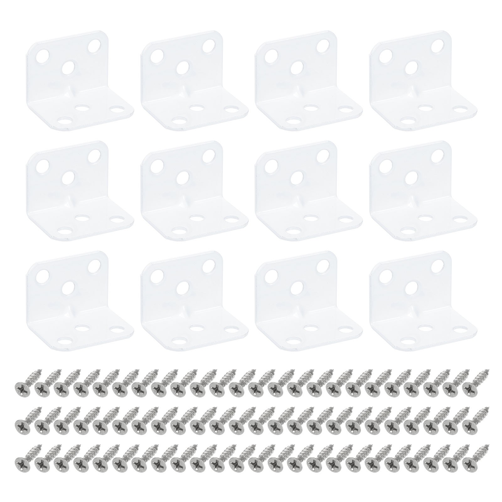 12 Pcs Angle Bracket, 25mm Steel L Bracket Corner Brace for Furniture White