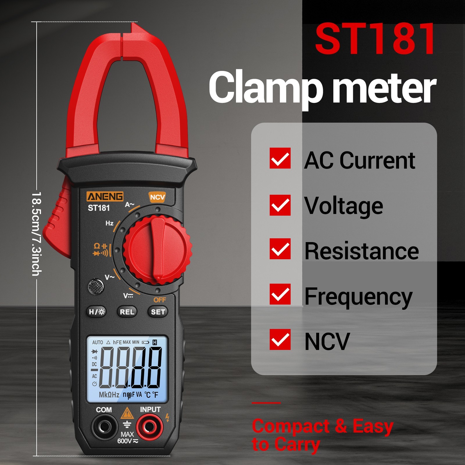 ANENG Digital Clamp Meter Multimeter Tester AC DC Auto Range NCV 4000 Counts US