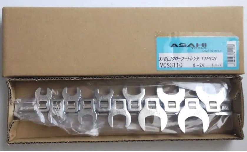 ASAHI 3/8" CROW FOOT WRENCH SET  11 PCS (8～24mm) VCS3110