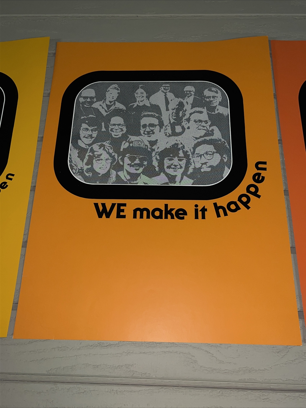 Vintage CAT 3 Poster Sign - We Make It Happen - Employees Photo Team