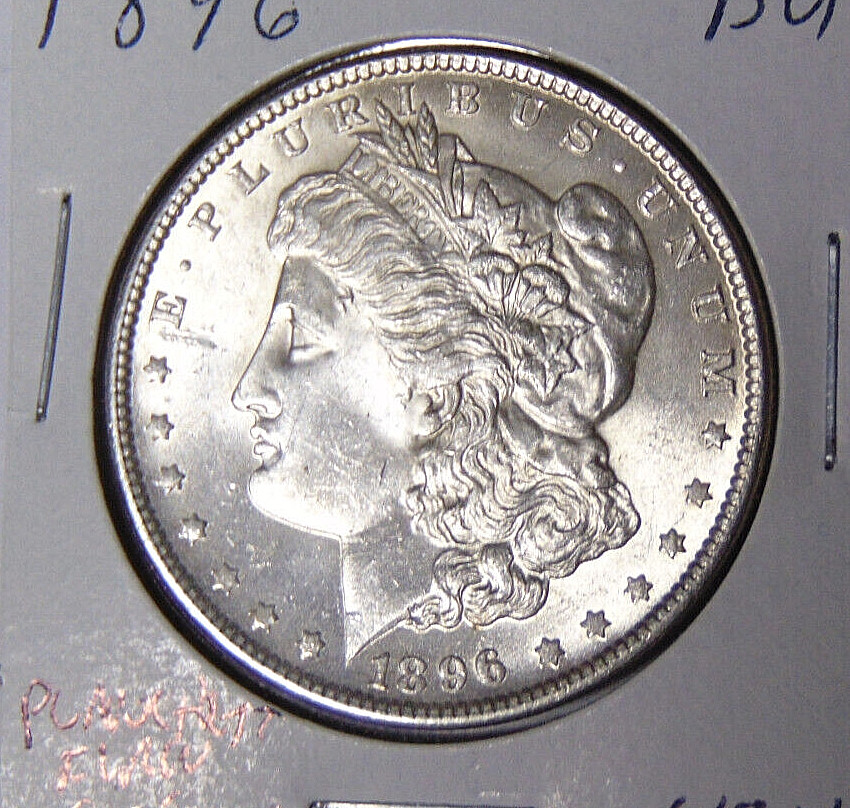 BU 1896-P Morgan Silver Dollar Planchet Chip Philadelphia Mint (111023)
