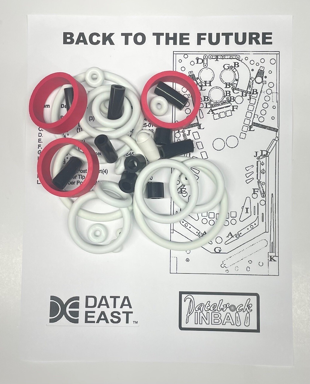 1990 Data East Back to the Future Pinball Machine Rubber Ring Kit